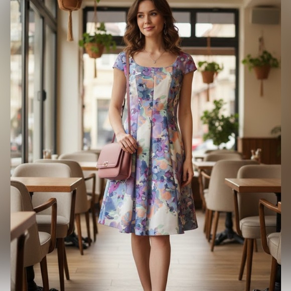 Karl Lagerfeld Multicolor Floral Midi Dress - Picture 1 of 12